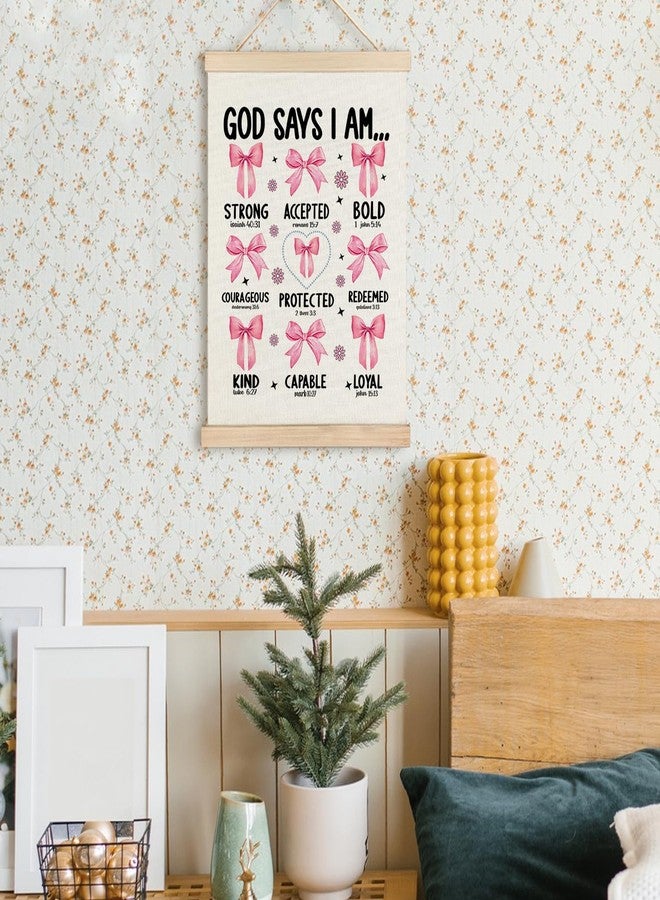 RYYCDOI Pink Bow Bathroom Decor, God Says I Am Bows Wall Decor, Coquette Wall Decor for Nursery Girls Room Bathroom Bedroom, 12x16 Inch - Image 4