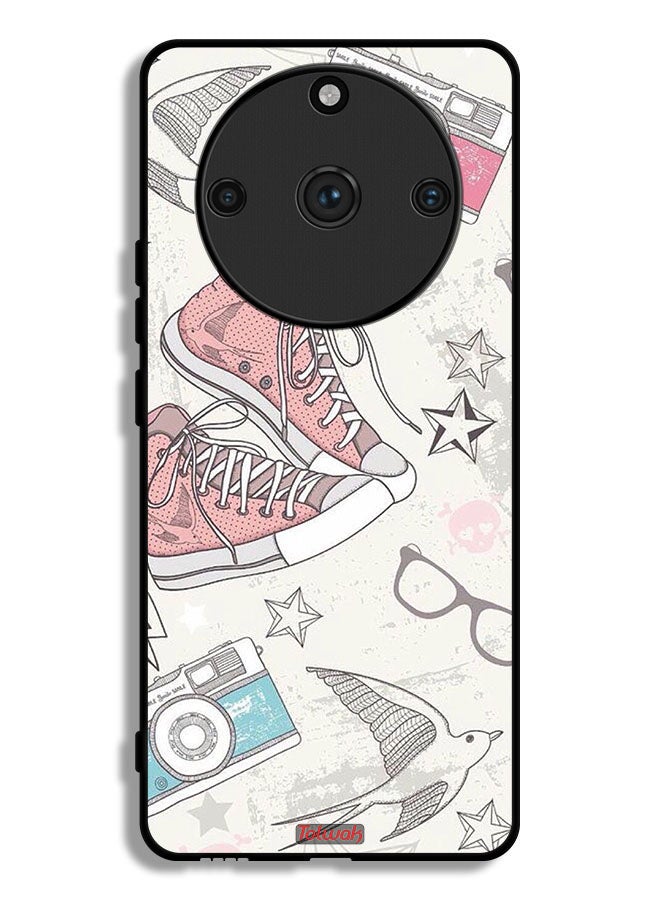 Tolwak Realme 11 Pro Protective Case Cover Canva Shoes And Camera Art - Image 1
