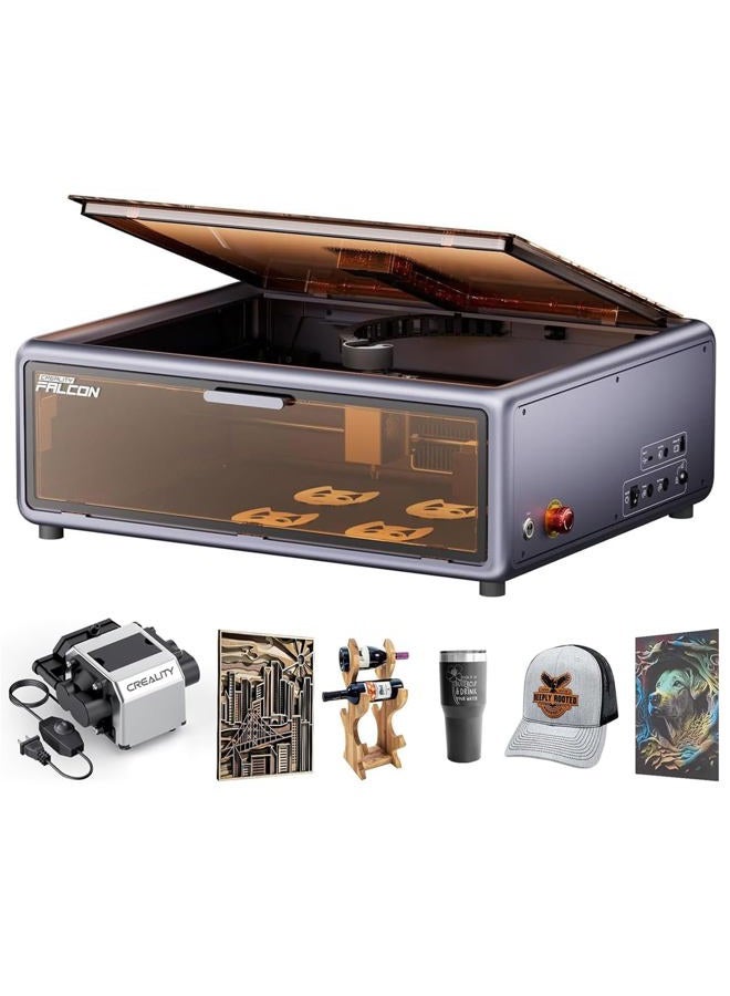 CREALITY FALCON آلة النقش بالليزر Creality Falcon 2 Pro S 22 مع مساعدة الهواء، آلة نقش وقص ليزر مغلقة بقوة 22 واط، مساعدة بصرية بالكاميرا، آلة نقش ليزر للأخشاب والمعادن وهدايا معالجة الدفعات - Image 1