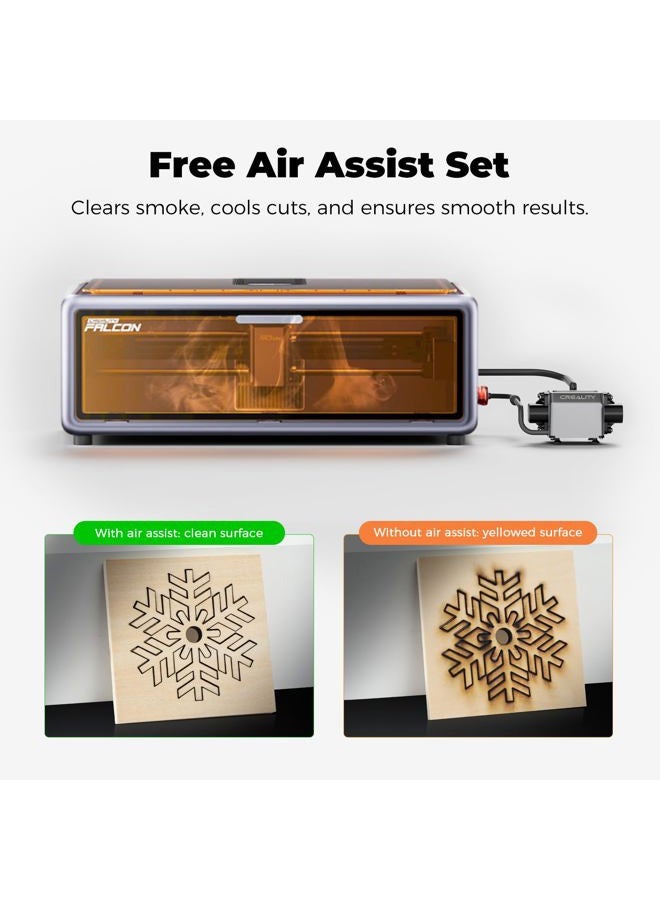 CREALITY FALCON آلة النقش بالليزر Creality Falcon 2 Pro S 22 مع مساعدة الهواء، آلة نقش وقص ليزر مغلقة بقوة 22 واط، مساعدة بصرية بالكاميرا، آلة نقش ليزر للأخشاب والمعادن وهدايا معالجة الدفعات - Image 5