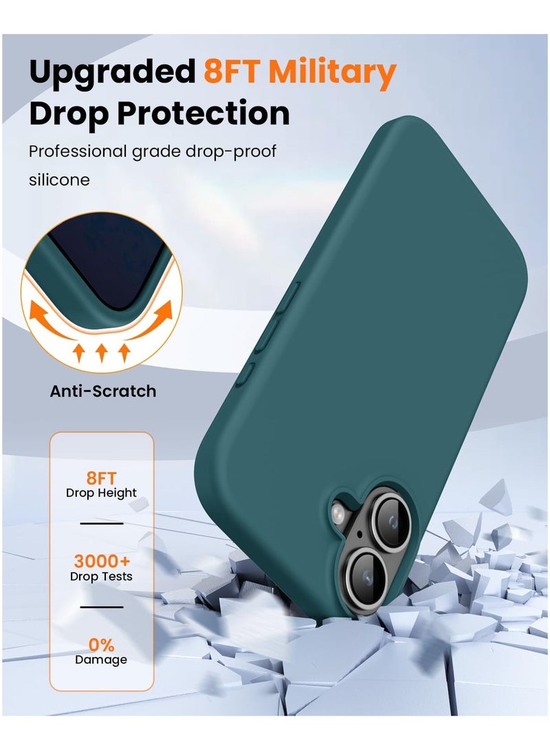 Silicone Case Compatible with iPhone 16 Plus, Slim Liquid Silicone Phone Case with 3-Layer Soft Rubber Shockproof Bumper with TPU Lining (Alpine Green) - Image 5