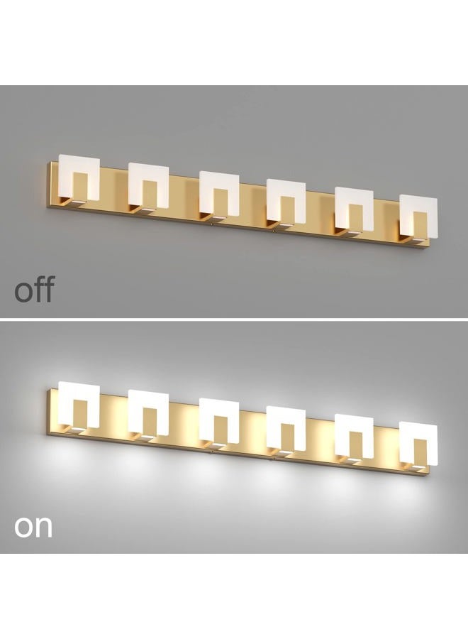 Aipsun Gold Vanity Lighting Fixtures Modern Vanity Lights LED 6 Lights Bathroom Vanity Light Up and Down Wall Light Fixtures 6000K - Image 3