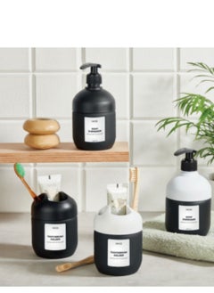 QLUX Luxury Glass Bathroom Set 2 Pcs Liquid Soap Dispenser and Toothbrush Holder  - Image 2