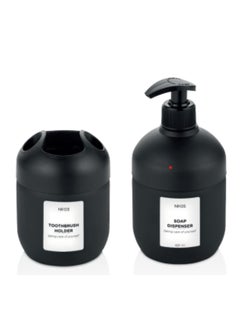 QLUX Luxury Glass Bathroom Set 2 Pcs Liquid Soap Dispenser and Toothbrush Holder  - Image 1
