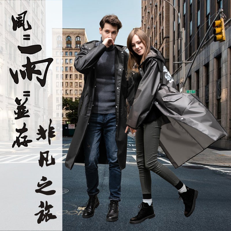 Fashionable Eva Korean Style Trendy Waist Belt Raincoat For Men And Women Adult Long Outdoor Hiking Waterproof Windbreaker - Image 3