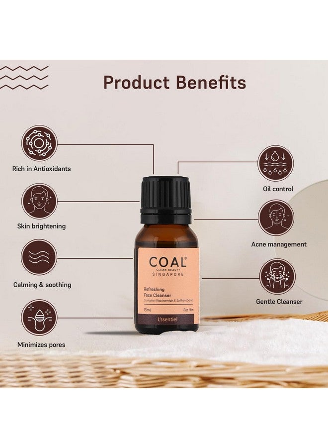 COAL CLEAN BEAUTY Refreshing Face Cleanser With Niacinamide & Saffron Extract| Deeply Cleanses, Refreshes & Resets Skin | Men | All Skin Types | 15Ml - Image 4