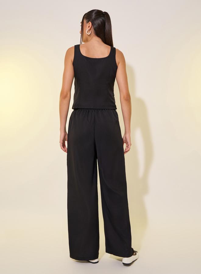 Take Two Women Black Solid Faux Pearl Detail Cami and Pants Co-Ords  - Image 5