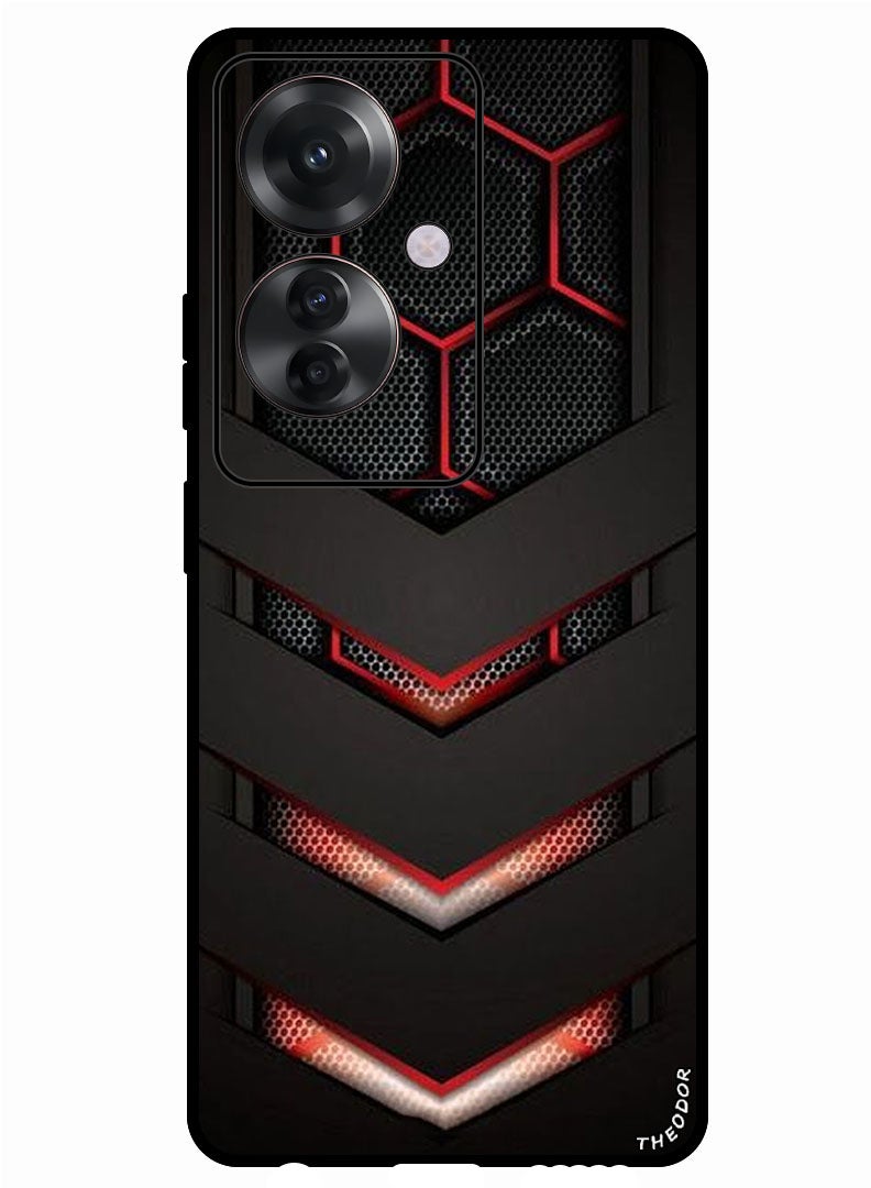 Theodor Protective Case Anti Scratch Shock Proof Bumper Cover For Oppo Reno 11F red & black - Image 1