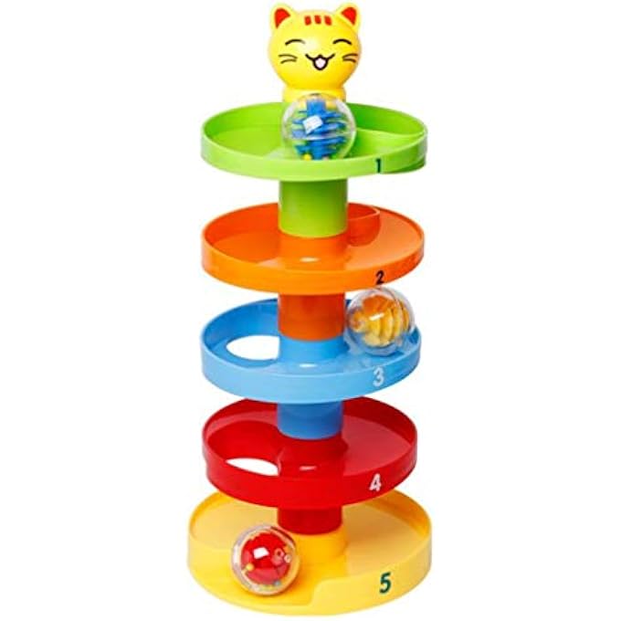 SUPER SPIRAL TOWER - BALL DROP AND ROLL ACTIVITY TOY CAT BALL DROP TOYS FOR BABY AND TODDLER, LEARNING TOWER, DROP AND GO RAMP TOYS - Image 2