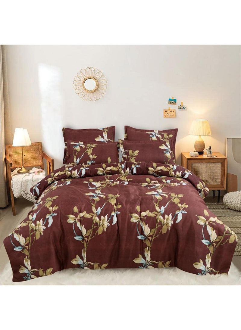 Ab Home Decor AB HOME DECOR 160TC Super Soft Glace Cotton King Size Duvet Cover II Comforter Cover II Razai Cover II Dohars Quilt Cover for Double Bed with Zipper 90x100 InchBrown Leaf  - Image 1