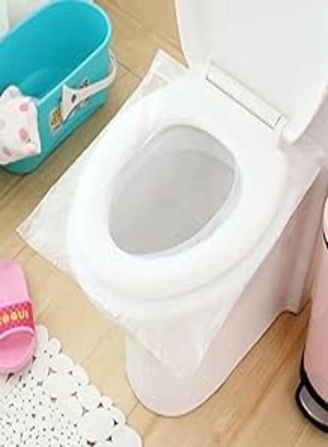 Disposable Toilet Seat Covers, 50 Pack Portable Waterproof Toilet Seat Covers for Baby and Pregnant Women, Individually Wrapped, Eraser, Clear, 