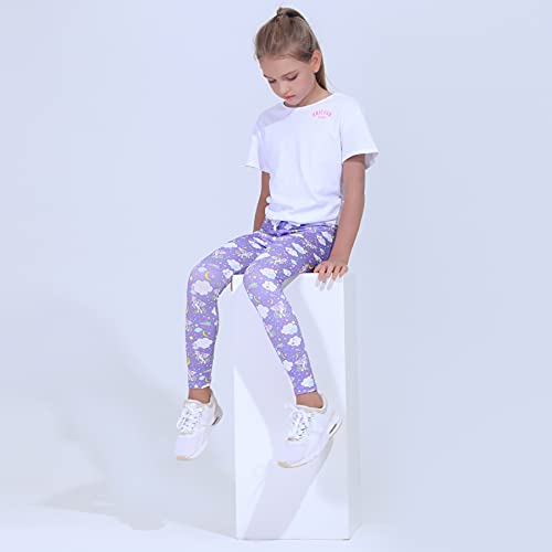 Quedoris Girls 3-Pack Printed Leggings Unicorn Kingdom/Sky/Galaxy Unicorn 130Y - Image 2