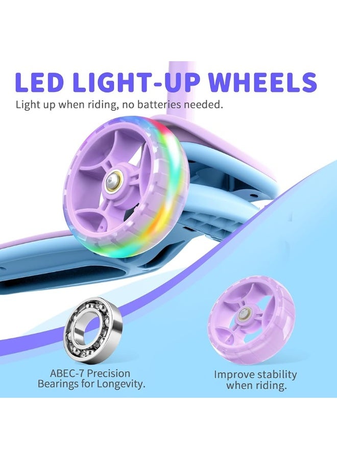 BELEEV A8 Scooter for Kids Ages 3-12, 3 Wheel Folding Scooter for Toddlers Girls Boys, LED Light-Up Wheels, 4 Adjustable Height, Lean to Steer, Extra Wide Wheels, Three Wheel Kick Scooter for Children - Image 5