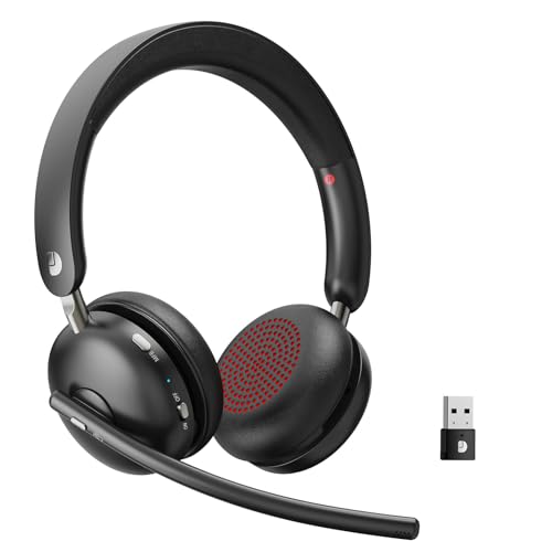 Dytole Wireless Headset with Mic for Work, Bluetooth 5.3 Headset with Noise Cancelling, Wireless Headphones with Mic & USB Dongle, 65H & Mute, Ideal for PC/Call Center/Computer/Laptop/Study - Image 1