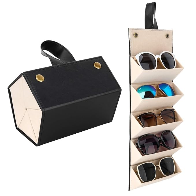 HEMIZA Sunglasses Organizer with Slots Travel Glasses Case Storage Portable Sunglasses Organizer Box Sunglass Box Goggles Organiser Box Sunglasses Case for Men Women - Image 1