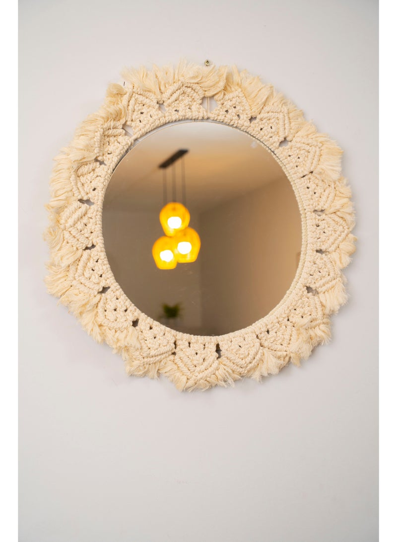 mashghalna Handmade Boho Macrame Wall Mirror-60*60 cm - Image 2