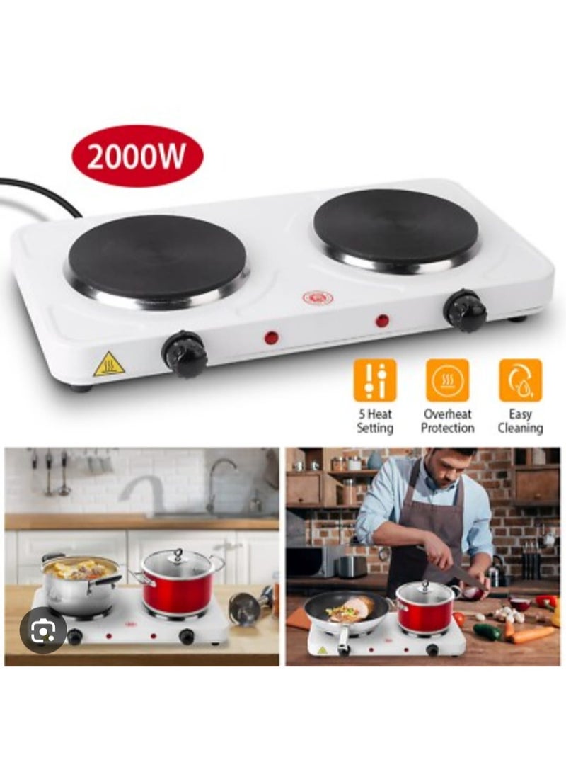 بوتاجاز كهرباء مزدوج 2000 واط بقرصين تسخين وسرعات حرارة متعددة وحماية من ارتفاع الحرارة مناسب للمنزل والرحلات - Image 4