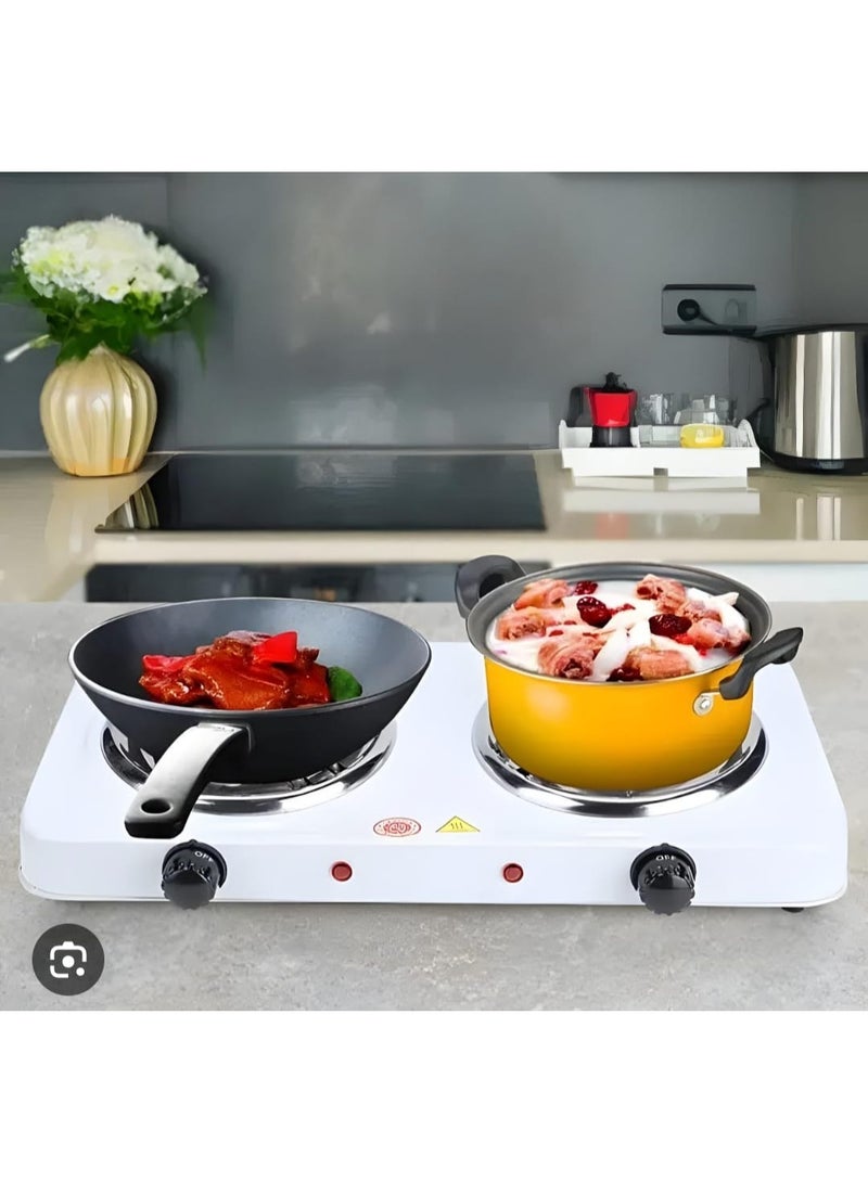 بوتاجاز كهرباء مزدوج 2000 واط بقرصين تسخين وسرعات حرارة متعددة وحماية من ارتفاع الحرارة مناسب للمنزل والرحلات - Image 2