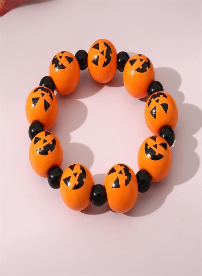 Palotay Halloween Pumpkin Beaded Bracelets Cute Halloween Accessory for Cosplay Halloween Stretch Pumpkin Bracelets Halloween Party Costume Jewelry B, 8 - Image 4