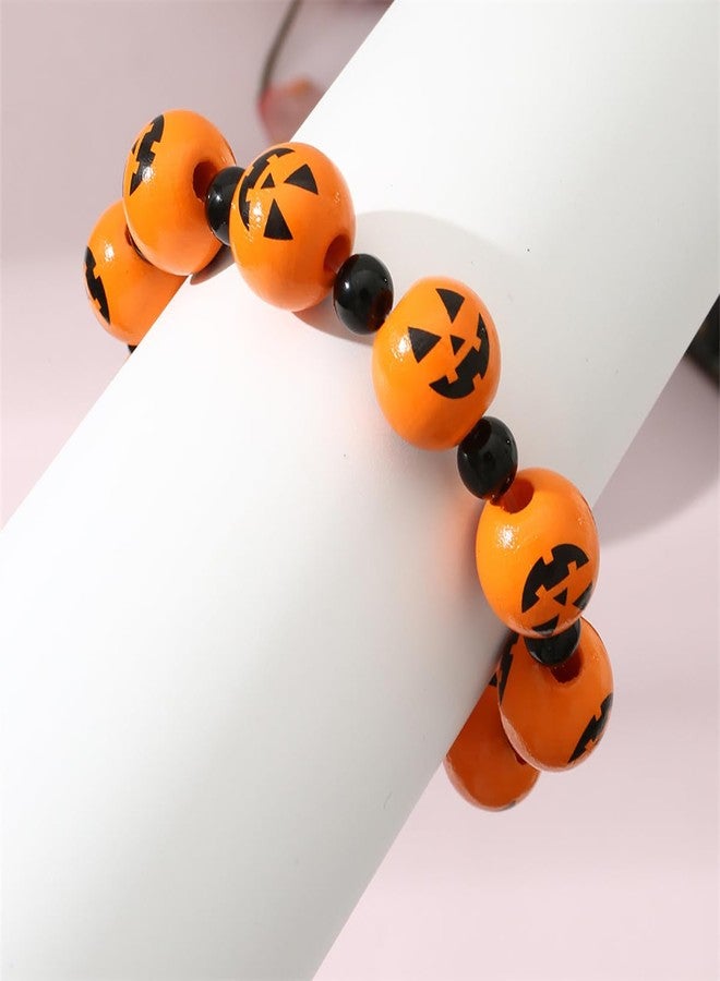 Palotay Halloween Pumpkin Beaded Bracelets Cute Halloween Accessory for Cosplay Halloween Stretch Pumpkin Bracelets Halloween Party Costume Jewelry B, 8 - Image 5