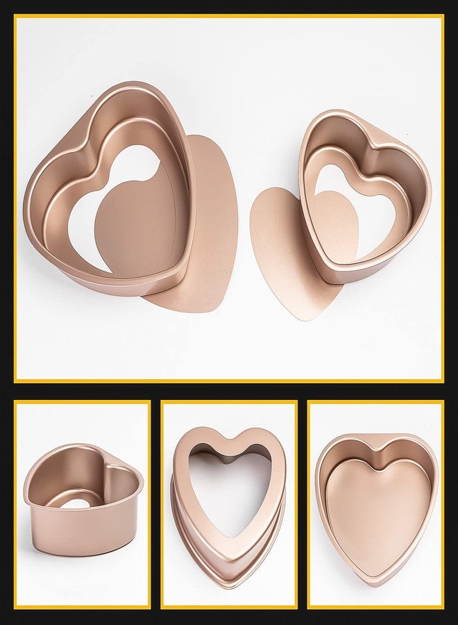 Yomvzake Heart Cake Pans 5 Inch 7 Inch Cake Mold, Nonstick Heart Shaped Cake Pans Set of 2, Cheesecake Pans wih Removable Bottom for Valentine's Day Baking - Image 2