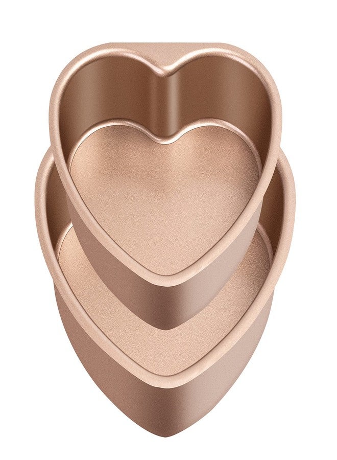 Yomvzake Heart Cake Pans 5 Inch 7 Inch Cake Mold, Nonstick Heart Shaped Cake Pans Set of 2, Cheesecake Pans wih Removable Bottom for Valentine's Day Baking - Image 1