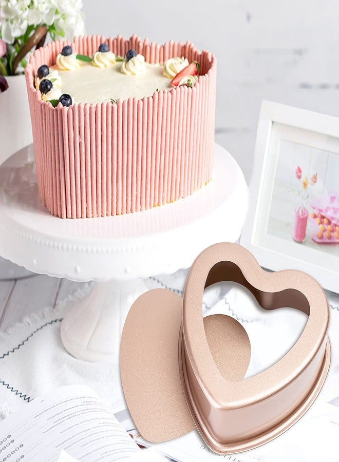 Yomvzake Heart Cake Pans 5 Inch 7 Inch Cake Mold, Nonstick Heart Shaped Cake Pans Set of 2, Cheesecake Pans wih Removable Bottom for Valentine's Day Baking - Image 4