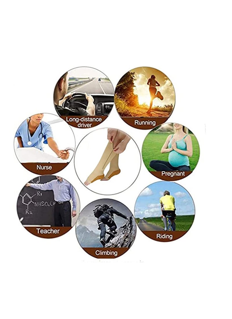 SYOSI - Compression Socks, Breathable Calf Knee High Stocking-Open Toe Copper Zipper Sports Socks for Injury Recovery Pain Relief, Sports Protection Protect Muscles 3 Pairs - Image 1