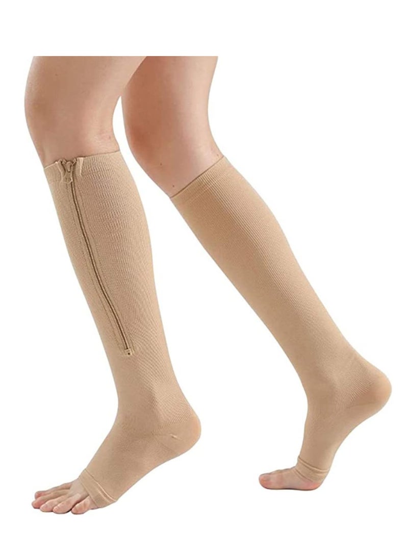 SYOSI - Compression Socks, Breathable Calf Knee High Stocking-Open Toe Copper Zipper Sports Socks for Injury Recovery Pain Relief, Sports Protection Protect Muscles 3 Pairs - Image 1