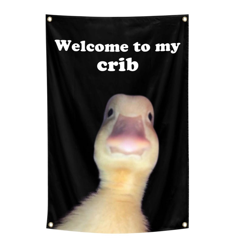 ILINJAU Welcome To My Crib Flag Funny Tapestry 2x3Ft Indoor Outdoor Wall Art Tapestry for Bedroom Teens Room Decoration Living Room Bedroom - Image 1