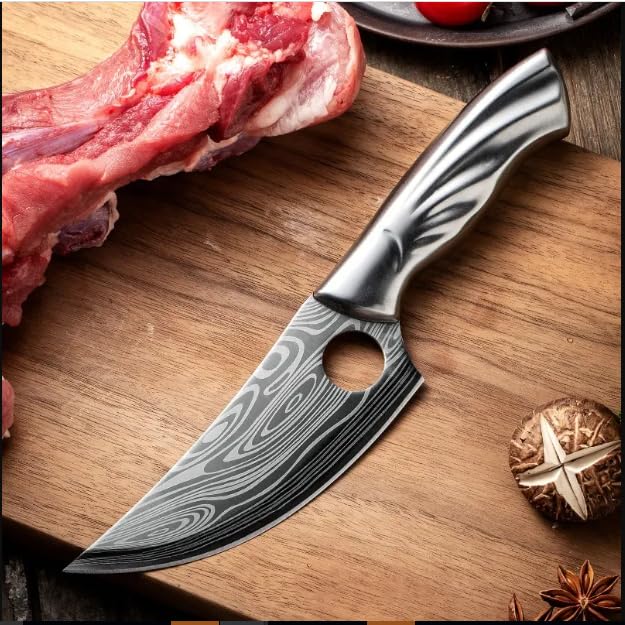 UNIQUE CART Stainless Steel Boning Knife Chef Fishing Knives Carry Leather Sheath Outdoor Cooking Knives Meat Butcher Knife for Camping Kitchen or Outdoor BBQ - Image 5