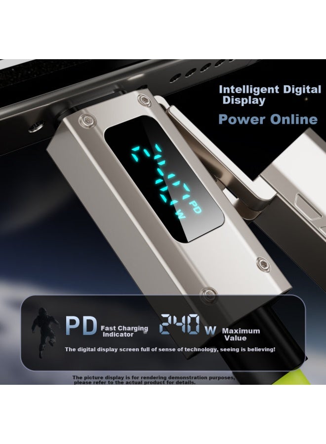 Double Magic Beemo Car Spring Data Cable Intelligent Digital Display 240W Fast Charging Line Four-In-One Car Projection Screen Suitable For Apple/Huawei/Xiaomi/Honor/Vivo/Oppo 2M Fluorescent Green - Image 3