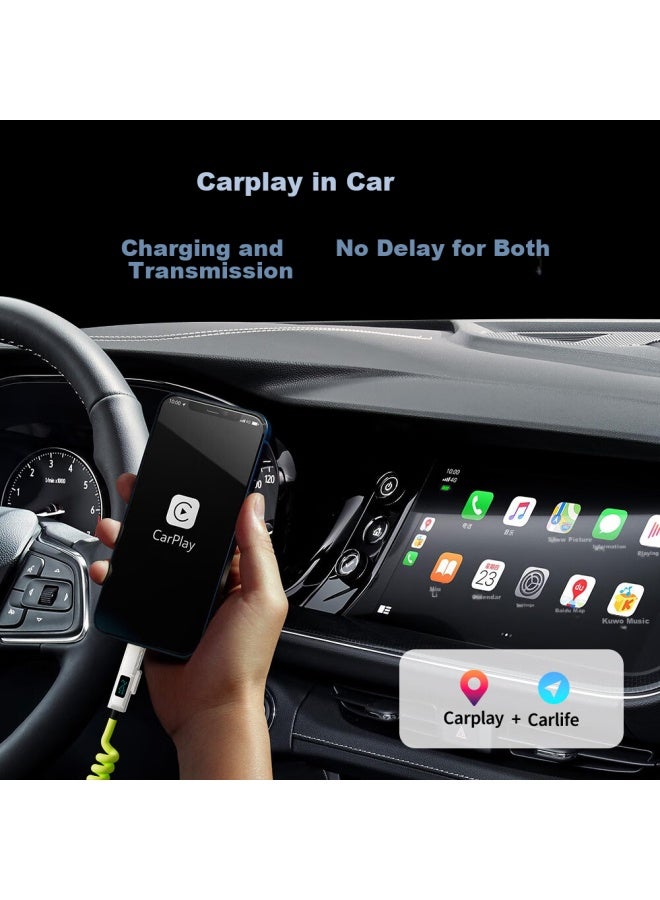 Double Magic Beemo Car Spring Data Cable Intelligent Digital Display 240W Fast Charging Line Four-In-One Car Projection Screen Suitable For Apple/Huawei/Xiaomi/Honor/Vivo/Oppo 2M Fluorescent Green - Image 1
