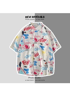 Generic Summer Floral Hawaiian Couple Shirts 1122 white 