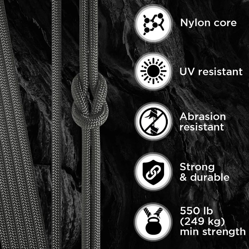 TECEUM Paracord Type III 550 Dark Grey â€“ 100 ft â€“ 4mm â€“ Tactical Rope MIL-SPEC â€“ Outdoor para Cord â€“Camping Hiking Fishing Gear and Equipment â€“ EDC Parachute Cord â€“ Strong Survival Rope - Image 3