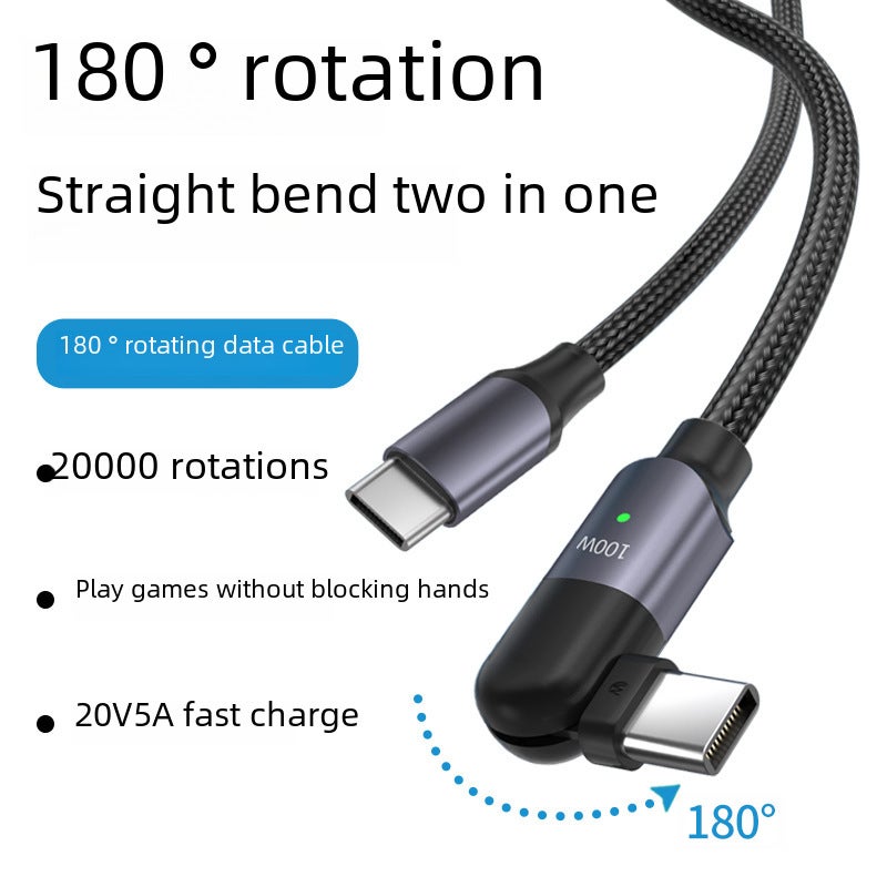 100W PD Rotate Cable Fast Charge Tech for Gamers  Office 2 m