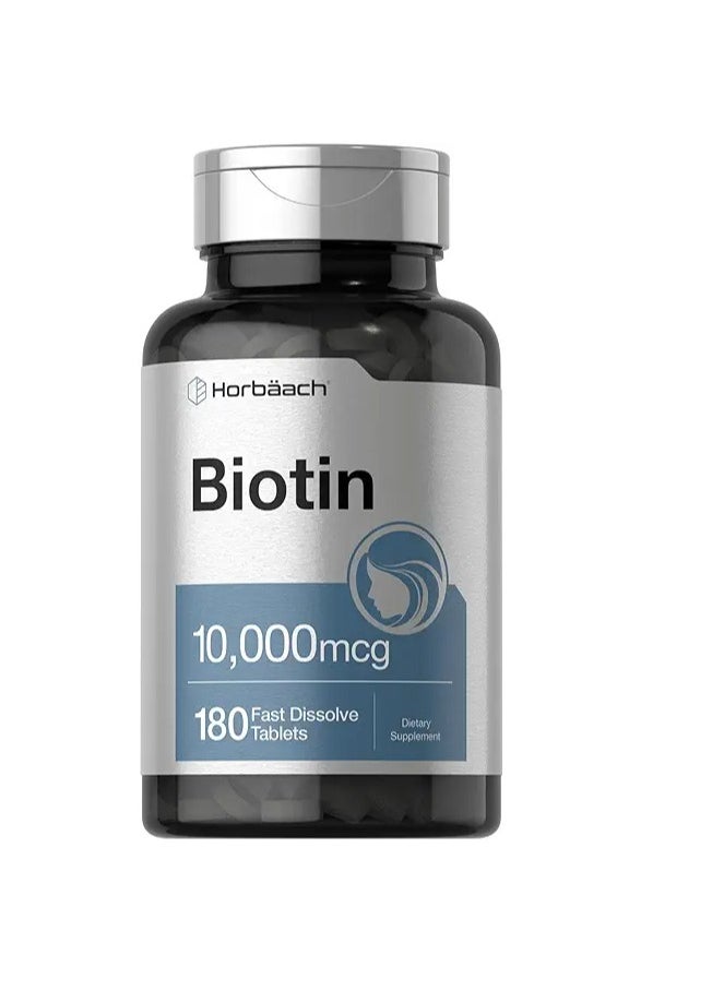 Horbäach - Horbäach Biotin 10000mcg | 180 Fast Dissolve Tablets | Beauty Formula | Vegetarian Supplement | Non-GMO, Gluten Free - Image 1