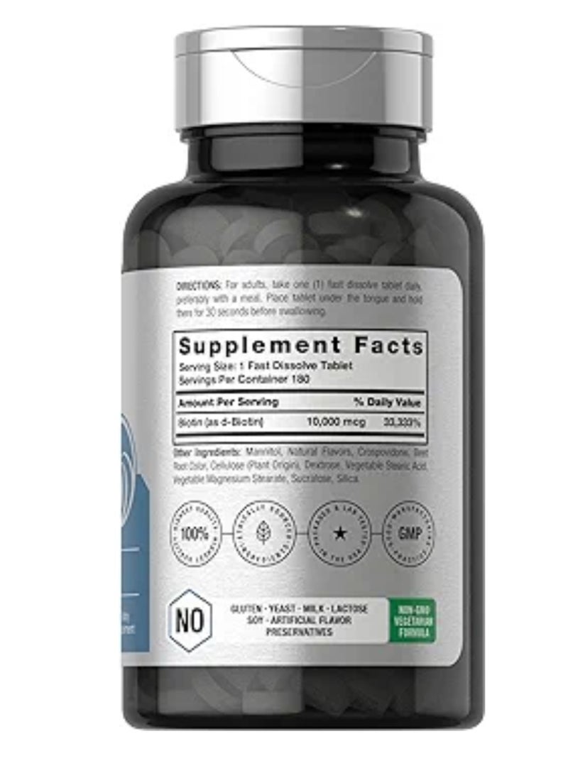 Horbäach - Horbäach Biotin 10000mcg | 180 Fast Dissolve Tablets | Beauty Formula | Vegetarian Supplement | Non-GMO, Gluten Free - Image 1