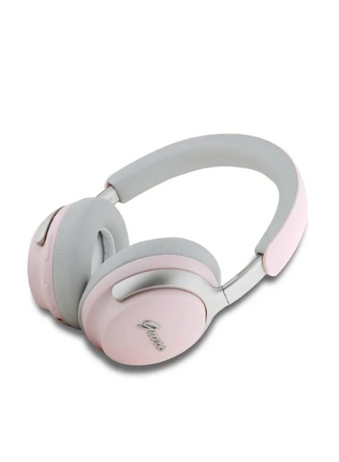GUESS CG Mobile Guess Wireless 4G Faux Leather Headphones with Metal Logo - Pink  - Image 2