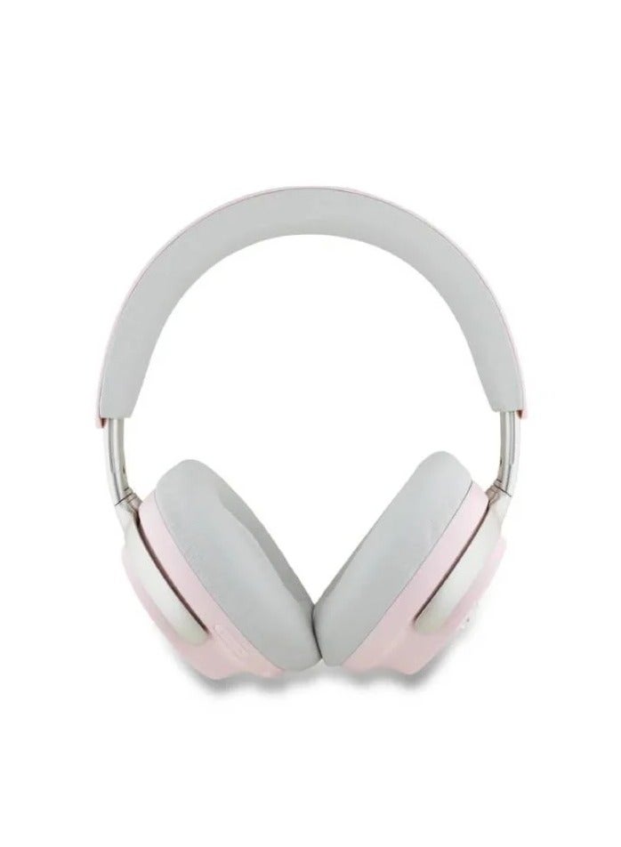 GUESS CG Mobile Guess Wireless 4G Faux Leather Headphones with Metal Logo - Pink  - Image 3