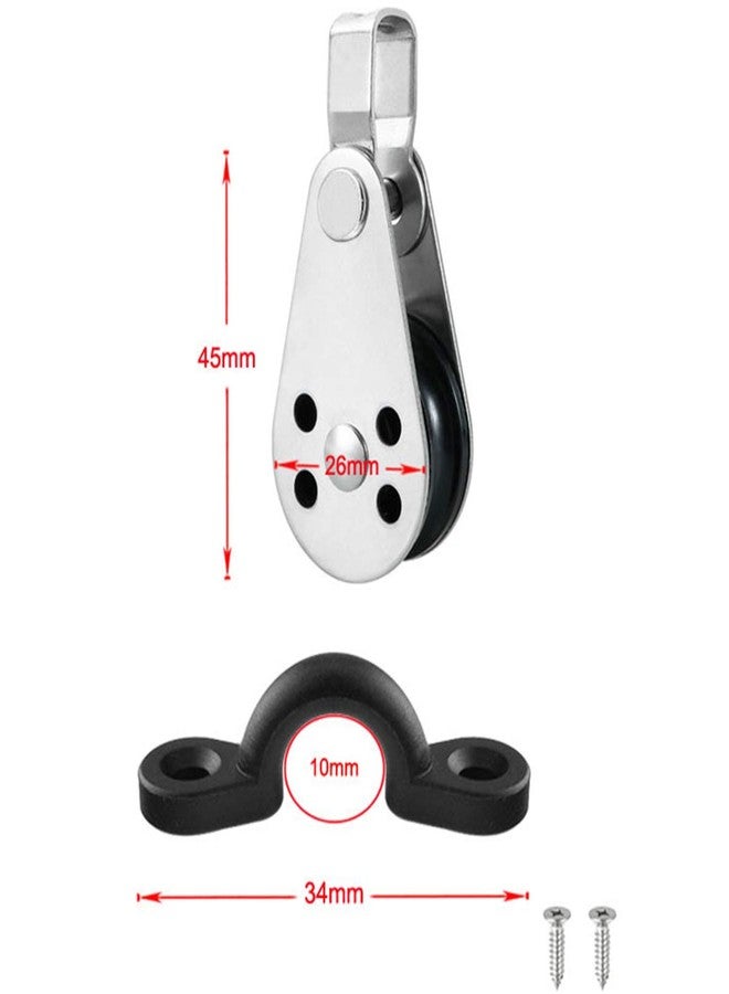 Lind Kitchen 2Sets Stainless Steel Pulley Block with Pad Eye and Screws for Kayak Canoe Boat Anchor Trolley Kit - Image 5