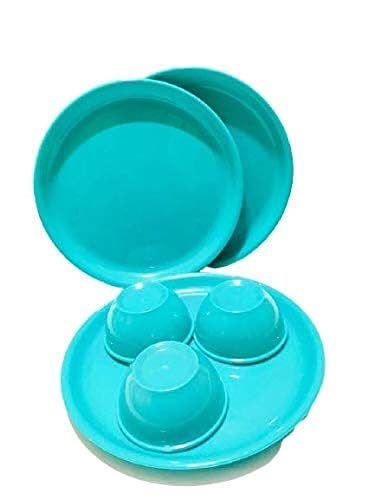 Everbuy® Microwave Safe and Unbreakable Round Full Plates with Bowl - Pack of 3 Plates and 3 Bowl Set-6 Pieces - Image 5