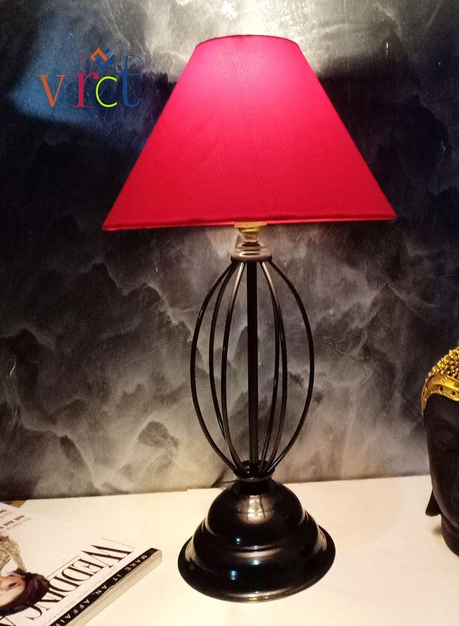 VRCT مصباح طاولة بتصميم جميل وغطاء مخروطي أحمر اللون من VRCT، مناسب لغرفة النوم وغرفة المعيشة، مصنوع من الفولاذ المقاوم للصدأ (الحجم: 39 × 26 × 16 سم). - Image 3
