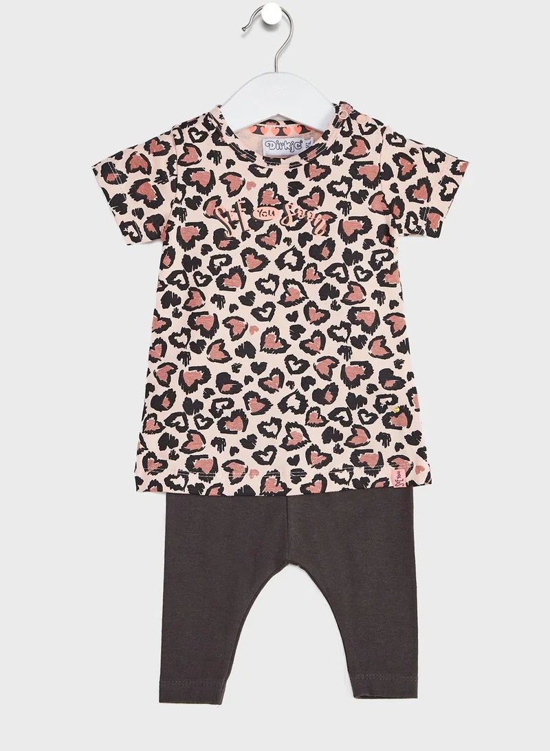 Dirkje Infant Leopard Printed Dress + Leggings Set