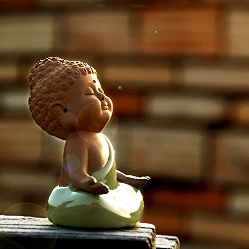 Kingzhuo Ceramic Tiny Cute Baby Buddha Statue Monk Figurine - Home Decoration Zen Decor Peaceful Rulai Figurine (C) - Image 5