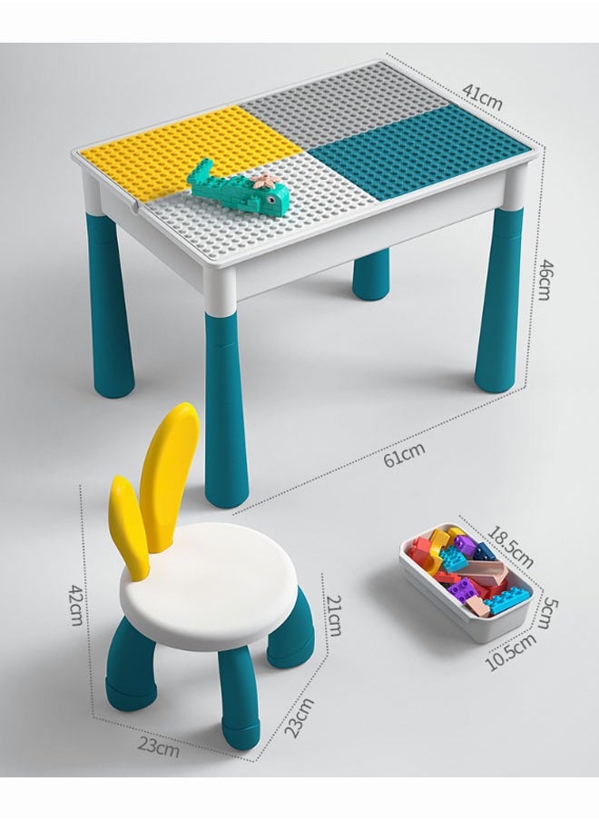 Toddlers Activity Table Kids Activity Table and Chair Set With 190 Pcs Large Building Blocks Sand Water Table Kids Learning Play Table Toys for Girls Boys Toddler  - Image 3