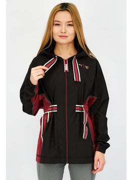 PUMA Women Sportswear Fit Long Sleeve First Mile Hooded Windbreaker Jacket, Black  - Image 1