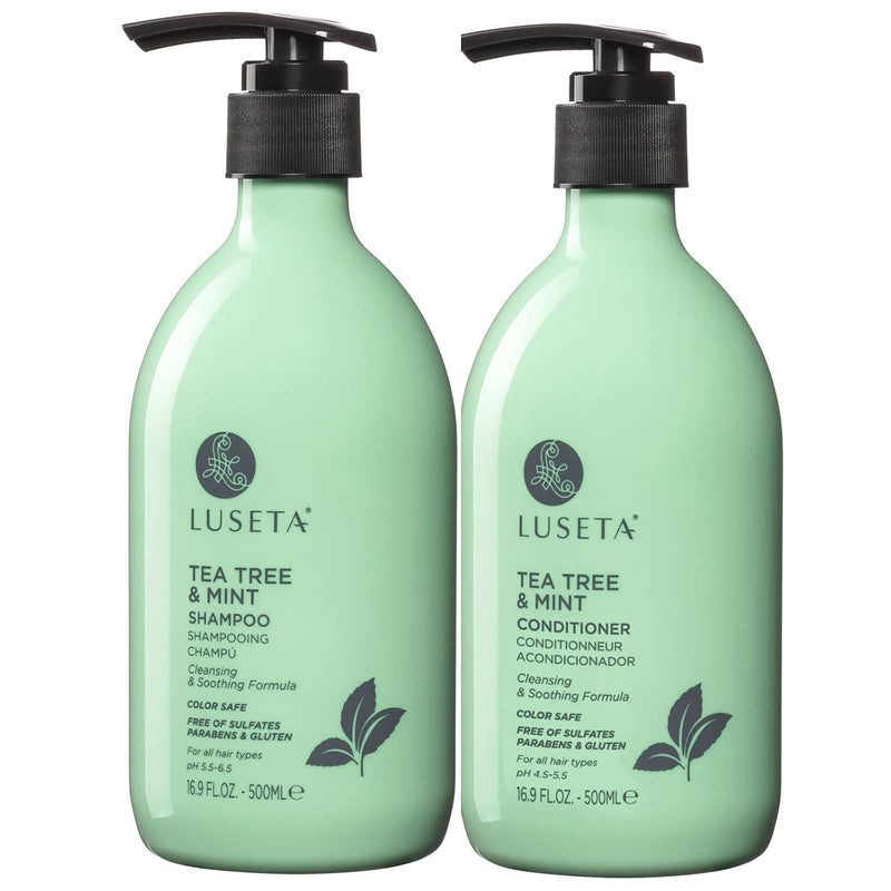L LUSETA Luseta Tea Tree Mint Shampoo and Conditioner for Hair with Lavender, Tea Tree and Peppermint Oil Clarifying Shampoo and Conditioner, Sooth the scalp Fight Dandruff and Itchy for Women and Men - Image 1