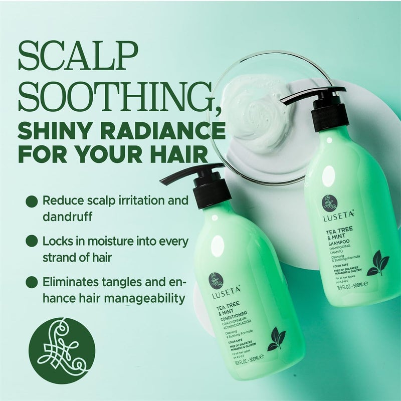 L LUSETA Luseta Tea Tree Mint Shampoo and Conditioner for Hair with Lavender, Tea Tree and Peppermint Oil Clarifying Shampoo and Conditioner, Sooth the scalp Fight Dandruff and Itchy for Women and Men - Image 3