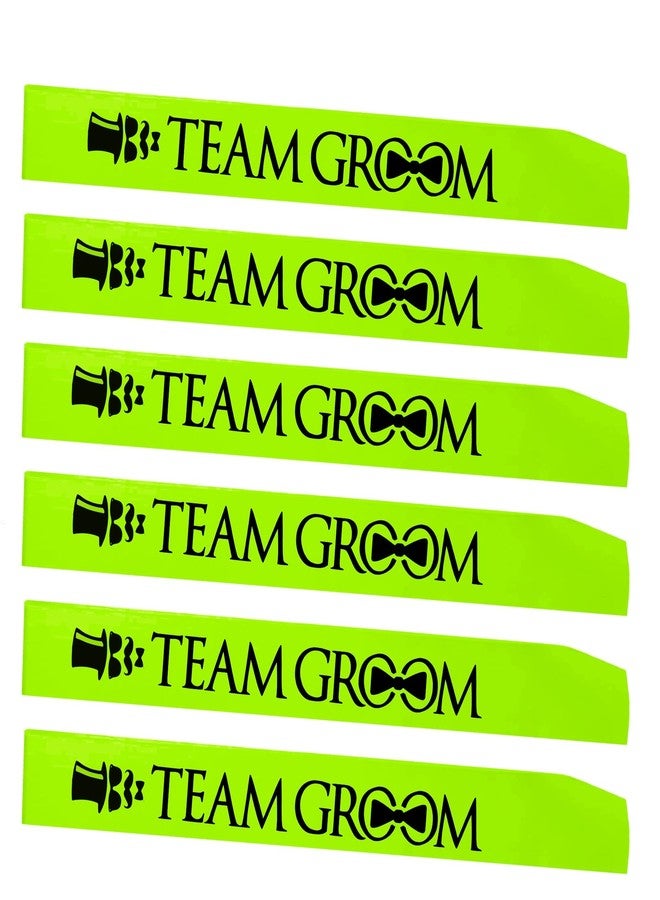 Hubops مجموعة هوبوبس المكونة من 7 قطع: وشاح واحد للعريس + 6 أوشحة لفريق العريس، لتزيين حفلات الزفاف وحفلات توديع العزوبية (أخضر نيون لفريق العريس). - Image 2